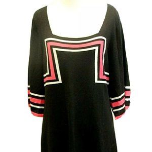 SANGRIA Black/White/Pink Geometric Knit Dress